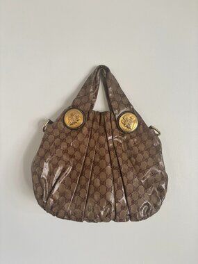 Gucci HYSTERIA Monogram Handbag brown authentic